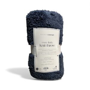 Macy's Cozy Fluffy Knit Throw in Deep Blue